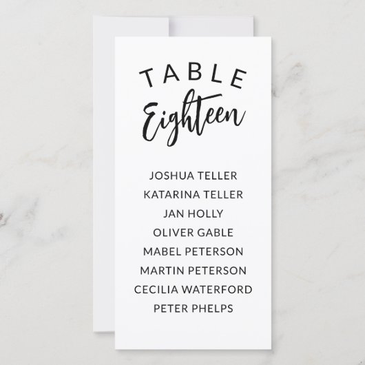 Charming Calligrafy Tischnummer Gästebamen (Rückseite)