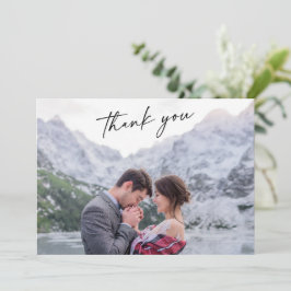 Charming Calligraphy Wedding Foto Danke-Card Dankeskarte