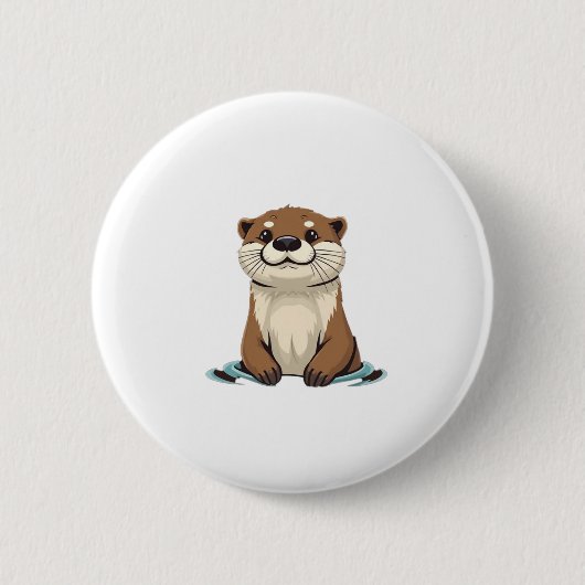 Charming Cartoon Otter Button (Vorderseite)