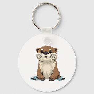 Charming Cartoon Otter Schlüsselanhänger