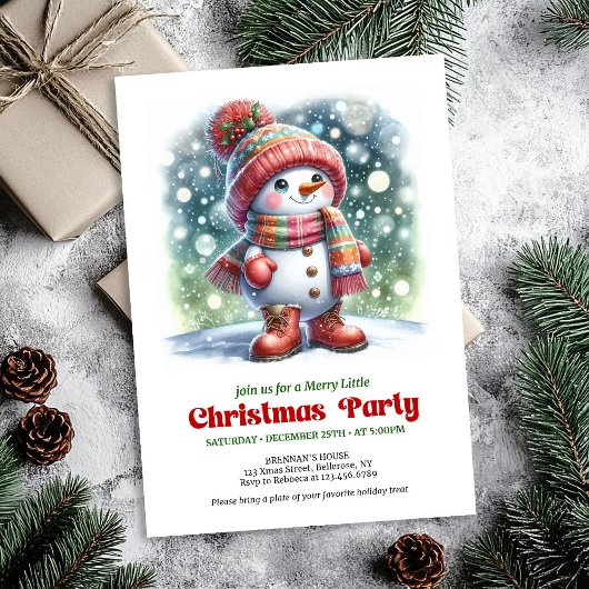 Charming cartoon snowman invite festive cheer einladung