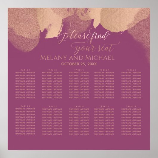 Charming Cassis Rose Gold Aquarellkalligrafie Poster (Vorne)