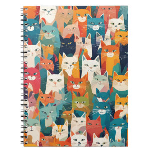 Charming Cat Collage Notebook - Lebhaftes Design Notizblock