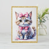 Charming Cat Geburtstagseinladungen Einladung (Stehend Vorderseite)