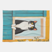 Charming Cat im Fenster Geschirrtuch (Horizontal)