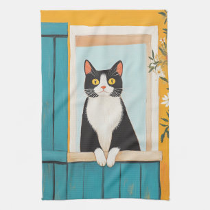 Charming Cat im Fenster Geschirrtuch