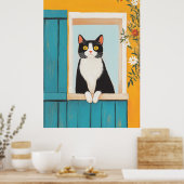 Charming Cat im Fenster Poster (Küche)