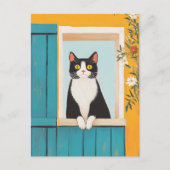 Charming Cat im Fenster Postkarte (Vorderseite)