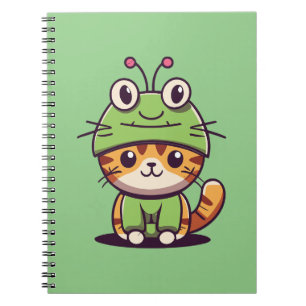 Charming Cat in Froschhut - Adorable Baby Kitten Notizblock