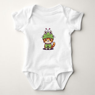 Charming Cat in Froschhut - Adorable Baby Kitten Strampler