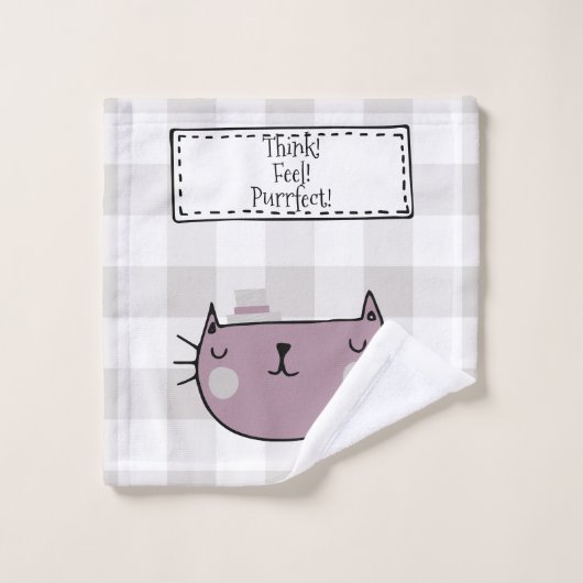 Charming Cat Lover's Purfect Buffalo kariert Badhandtuch Set (Waschlappen)