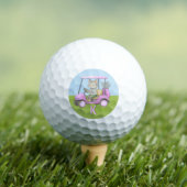 Charming Cat Pink Cart Purr-fectly on Par  Golfball (Insitu T-Shirt)