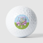 Charming Cat Pink Cart Purr-fectly on Par  Golfball (Vorderseite)