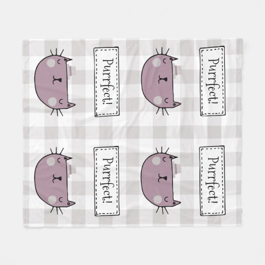 Charming Cat Purfect Gingham Pattern Fleecedecke (Vorderseite (Horizontal))