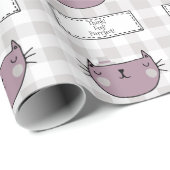 Charming Cat Purrfect Gingham Geschenkpapier (Rolleneckpunkt)