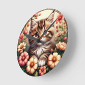 Charming Cat Runde Wanduhr (Winkel)