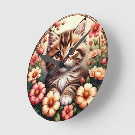 Charming Cat Runde Wanduhr (Winkel)