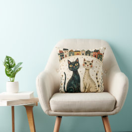Charming Cats Throw Pillow Kissen