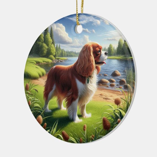 Charming Cavalier King Charles Spaniel Keepsake Keramik Ornament (Links)