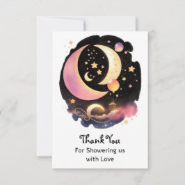 Charming Celestial Baby Girl Baby Dusche Dankeskarte