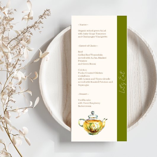 CHARMING Chamomile Bridal Tee Party Menükarte