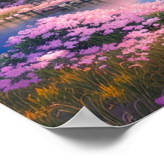 Charming Cherry Blossom Sunset Poster (Ecke)