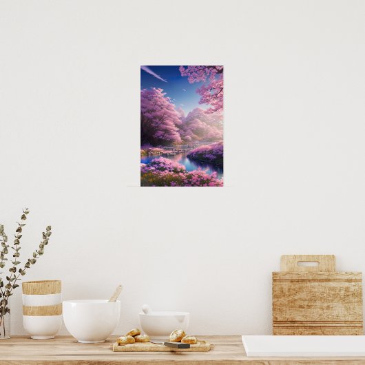 Charming Cherry Blossom Sunset Poster (Küche)
