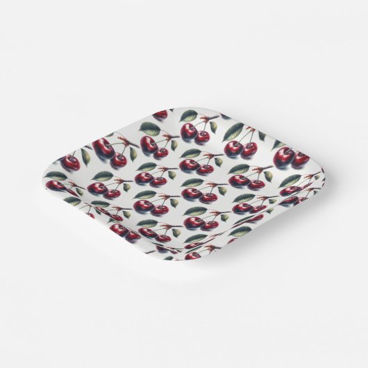 Charming Cherry Clusters Pappteller (Gewinkelt)
