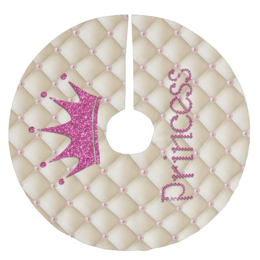 Charming Chic Pearls, Tiara, Prinzessin, Glitterie Polyester Weihnachtsbaumdecke (Vorderseite)