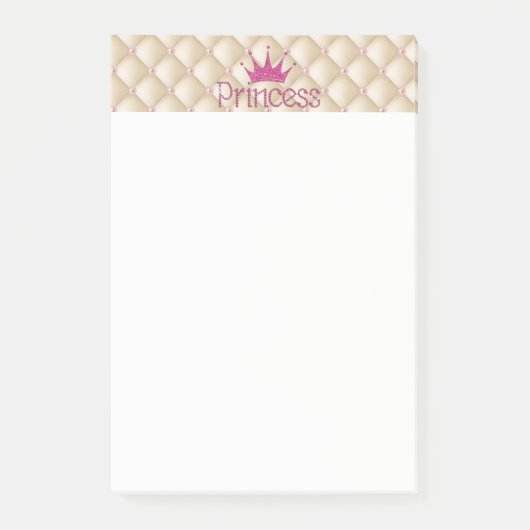 Charming Chic Pearls, Tiara, Prinzessin, Glitterie Post-it Klebezettel (Vorderseite)