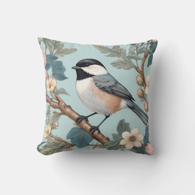 Charming Chickadee Bird Kissen (Vorderseite)