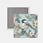 Charming Chickadee Bird Magnet (Vorderseite/Rückseite)