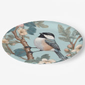 Charming Chickadee Bird Pappteller (Schrägansicht)