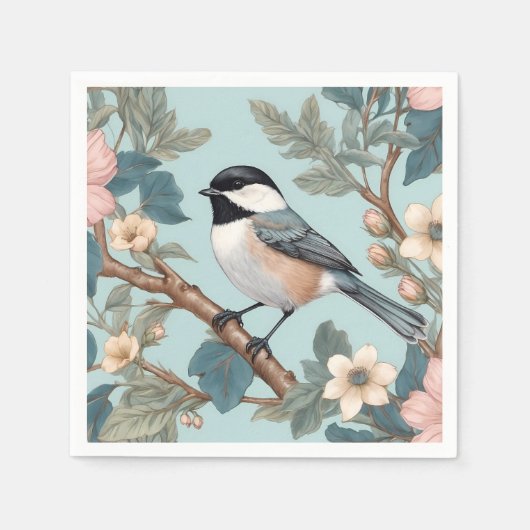 Charming Chickadee Bird Serviette (Vorderseite)