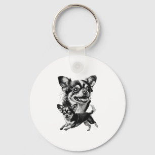 Charming Chihuahua Duo Schwarz-Weiß-Haustier Schlüsselanhänger