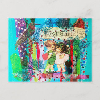Charming Children Vintag Style Valentine's Day Postkarte