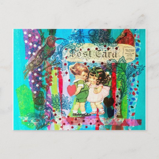 Charming Children Vintag Style Valentine's Day Postkarte (Vorderseite)