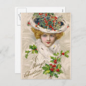 Charming Christmas Lady Feiertagspostkarte (Vorne/Hinten)