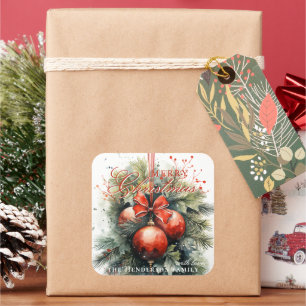 Charming Christmas Mistletoe Custom Number Quadratischer Aufkleber