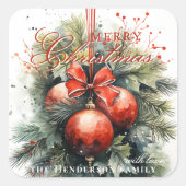 Charming Christmas Mistletoe Custom Number Quadratischer Aufkleber (Vorderseite)