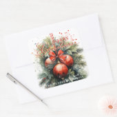 Charming Christmas Mistletoe Custom Number Quadratischer Aufkleber (Umschlag)