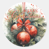 Charming Christmas Mistletoe Custom Number Runder Aufkleber (Vorderseite)