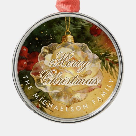 Charming Christmas Ornament Shaped Like a Rose Aus Metall (Vorne)