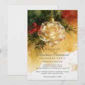 Charming Christmas Ornament Shaped Like a Rose Einladung (Vorne/Hinten)