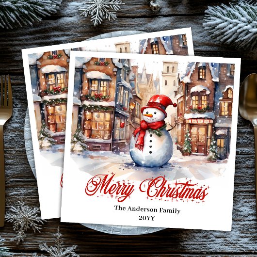 Charming Christmas scene napkins classic palette Serviette
