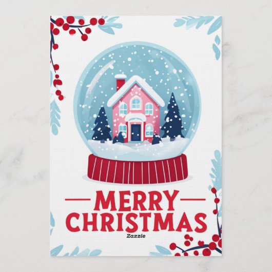 Charming Christmas Snow Globe Holiday Card Einladung (Rückseite)