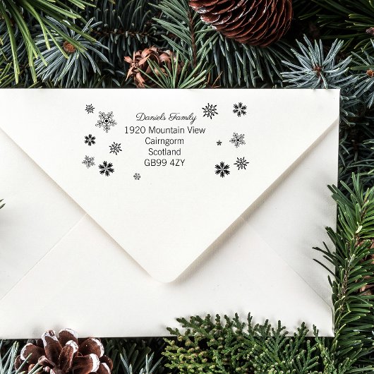 Charming Christmas Snowflake Address Gummistempel