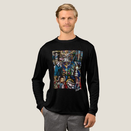 Charming Christmas Theme Glass Art  Tri-Blend Shirt (Volle Vorderseite)