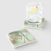 Charming Clear-Wing Butterfly Steinuntersetzer (Seitenansicht)