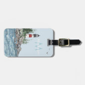 Charming Coastal Lighthouse Rocks Monogram Name Gepäckanhänger (Vorderseite horizontal)